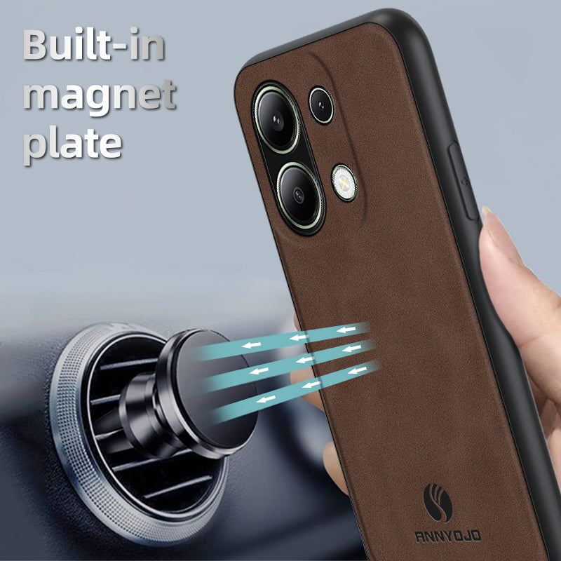 ANNYOJO For Xiaomi Redmi Note 13 4G Case Leather+PC+TPU Shock-absorbed Phone Cover ANNYOJO For Xiaomi Redmi Note 13 4G Case Leather+PC+TPU Shock-absorbed Phone Cover